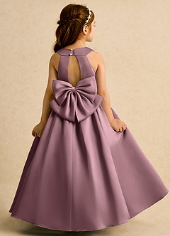 Azazie Daisies Flower Girl Dresses Vintage Mauve Ball-Gown Bow Matte Satin Dress image7
