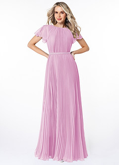 Azazie Kara vestidos de dama de honor modestos Vestido de Corte En A Plisado Hasta el suelo Gasa image1