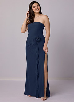 Barbie ♥ Azazie Bridesmaid Dresses Dark Navy Sheath Strapless Chiffon Convertible Dress image7