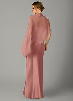Azazie Jaleesa Robes de demoiselle d'honneur Robe Fourreau en Satin extensible Col haut Rosette image6