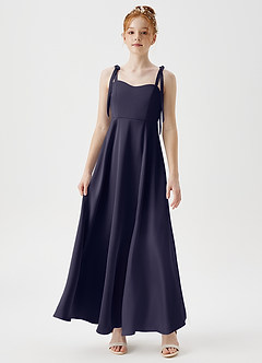 Azazie Rosey Junior A-Linie Herzausschnitt Stretch-Satin Kleid Sturm image4