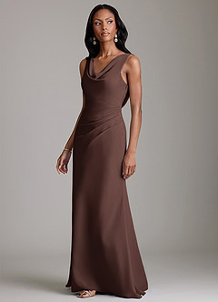 Azazie Linelle Bridesmaid Dresses Ganache Mermaid Pleated Chiffon Dress image6