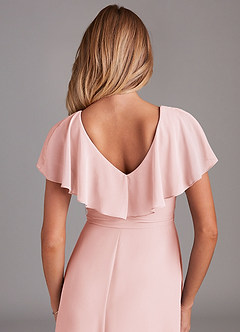 Azazie Lainey Robes de demoiselle d'honneur Robe Trapèze en Mousseline de soie avec poches Rose Pâle image2
