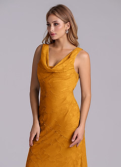 Azazie Rylina Abiti da Damigella Abito Sirena in Burnout Floreale Caramello image6