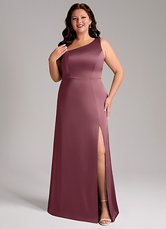 Azazie Phaedra Brautjungfernkleider A-Linie One-Shoulder Stretch-Satin Kleid Wüstenrose image8