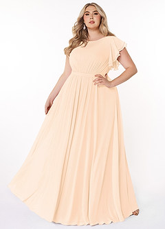 Azazie Daphne Modest Bridesmaid Dresses A-Line Ruffled Chiffon Floor-Length Dress image44