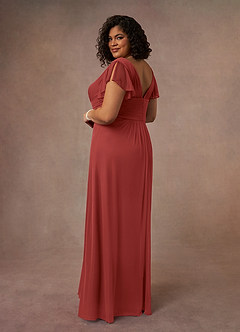 Azazie Reneya Mother of the Bride Dresses Rust A-Line Pleated Mesh Dress image9