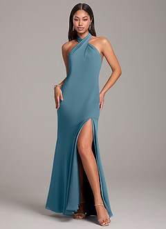 Azazie Lorena Robes de demoiselle d'honneur Robe Sirène en Mousseline de soie Plissée Bermude image3