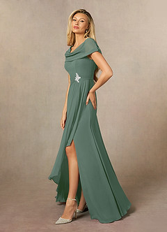 Azazie Mary Mother of the Bride Dresses Eucalyptus A-Line Side Slit Chiffon Dress image2