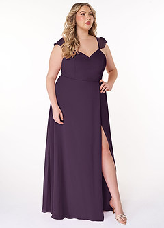 Azazie Everett Bridesmaid Dresses Plum A-Line V-neck Ruched Chiffon Dress image9