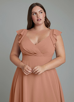 Azazie Leilani Bridesmaid Dresses Bronzer A-Line Pleated Chiffon Dress image11