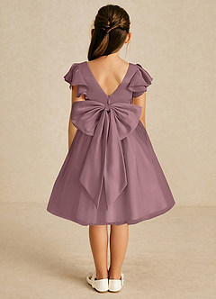 Azazie Kaeya Flower Girl Dresses Vintage Mauve A-Line Bow Tulle Dress image1