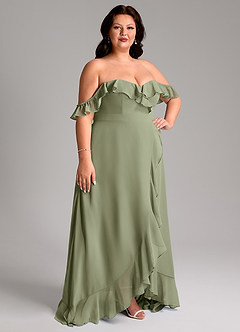 Azazie Lyra Bridesmaid Dresses Pistachio A-Line Chiffon Convertible Dress image13