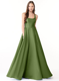 Azazie Neve Bridesmaid Dresses Juniper Ball-Gown with Pockets Stretch Satin Dress image1