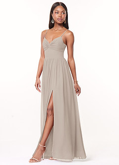 Azazie Zeya Bridesmaid Dresses Frost A-Line V-Neck Pleated Chiffon Dress image4