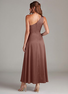 Azazie Brooke Suknie dla druhen Linia A Jedno ramię Satyna elastyczna Długość kostki Sukienka image7