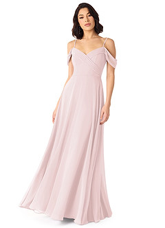Azazie Tancie Bridesmaid Dresses Blushing Pink A-Line Off the Shoulder Chiffon Convertible Dress image1