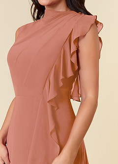 Azazie Narine Mother of the Bride Dresses MAI TAI A-Line High Neckline Pleated Chiffon Dress image5