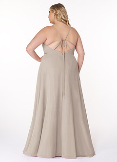 Azazie Everleigh Robes de demoiselle d'honneur Robe Trapèze en Mousseline de soie Plissé en cœur Givre image9