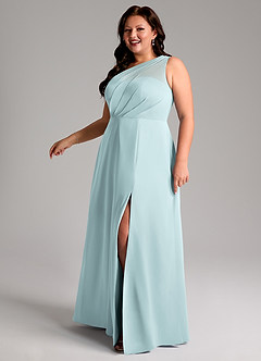 Azazie Phaedra Bridesmaid Dresses Mist A-Line One Shoulder Chiffon Dress image14