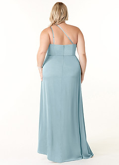 Azazie Maron Brautjungfernkleider A-Linie Eine Schulter Stretch-Satin Kleid Stimmungsvolles Blau image8