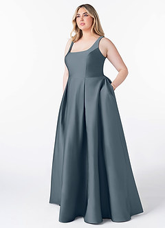 Azazie Neve Robes de demoiselle d'honneur Robe Princesse en Satin extensible avec poches Violet Crépusculaire image7