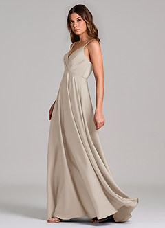 Azazie Amani Bridesmaid Dresses Frost A-Line Pleated Stretch Satin Dress image3