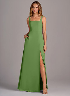 Azazie Debra Bridesmaid Dresses Basil A-Line with Pockets Chiffon Convertible Dress image5