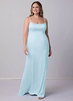Barbie ♥ Azazie Bridesmaid Dresses Sky Blue Mermaid Bow Stretch Satin Dress image7