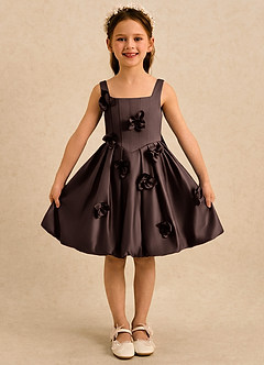 Azazie Lillian vestidos de niña de las flores Vestido Ganache de Satin Mate de Vestido de princesa con Plisado image3