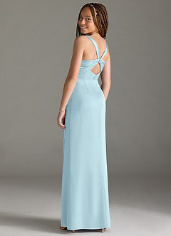 Azazie Mero Junior Syrena Pofałdowany Satyna elastyczna Długość podłogi Młodsza druhna Sukienka image2