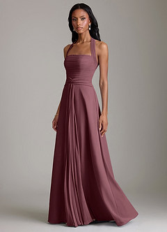Azazie Clarisa Bridesmaid Dresses Sangria A-Line Pleated Chiffon Dress image6