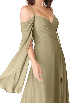Azazie Cienna Bridesmaid Dresses Moss Green A-Line Off the Shoulder Chiffon Dress image6