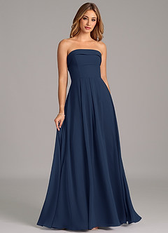 Azazie Lucienne Bridesmaid Dresses Dark Navy A-Line Strapless Chiffon Convertible Dress image3