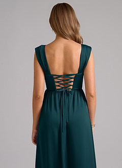Azazie Hattie Brautjungfernkleider A-Linie Korsett Stretch-Satin Kleid Kiefer image7