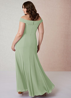 Azazie Lecia Robes de demoiselle d'honneur Robe Empire Convertible en Mousseline de soie Schulterfrei, plissiert Vert Sauge image9