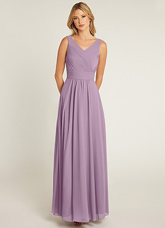 Azazie Pierrette Brautjungfernkleider A-Linie Plissee Chiffon Kleid Blauregen image1