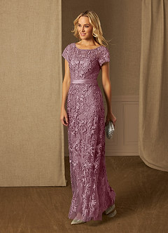 Azazie Dorit Mother of the Bride Dresses Vintage Mauve Sheath Scoop Lace Dress image3