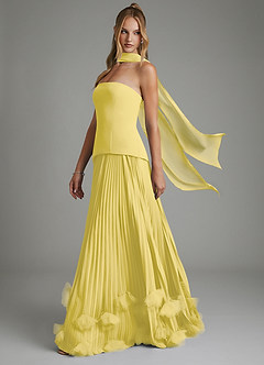 Azazie Alex Bridesmaid Dresses Canary A-Line Corset Chiffon Dress image4