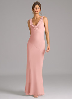 Azazie Rylina Bridesmaid Dresses Rosette Mermaid Pleated Chiffon Dress image3