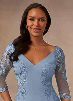 Azazie Fanny Mother of the Bride Dresses Dusty Blue Mermaid Lace Dress image5