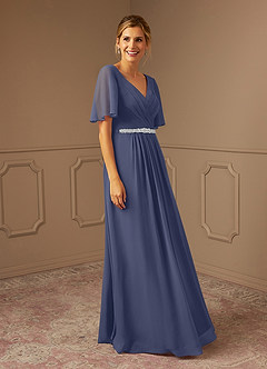 Azazie Tricia Mother of the Bride Dresses Stormy A-Line V-Neck Pleated Chiffon Dress image4