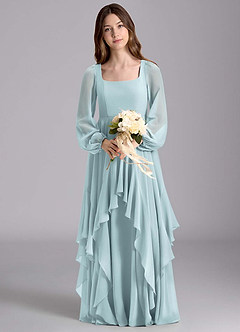 Azazie Clara Junior Jurk van Chiffon met A-Lijn Blouson De Nevel image7