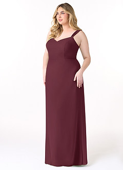 Azazie Denice Bridesmaid Dresses Cabernet Sheath Pleated Chiffon Dress image11
