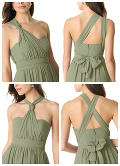 Azazie Olani Bridesmaid Dresses Pistachio A-Line Off the Shoulder Chiffon Convertible Dress image7