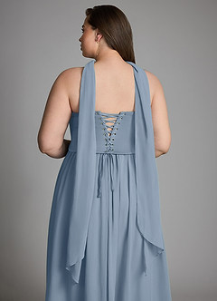 Azazie Cadence Bridesmaid Dresses Dusty Blue A-Line Corset Stretch Satin Convertible Dress image18