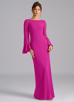 Azazie Leone Bridesmaid Dresses Fuchsia Mermaid Corset Chiffon Dress image4