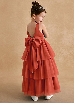 Azazie Megallie Robe Demoiselle D'honneur Fillette Robe Trapèze en Tulle Arc Rouille image1