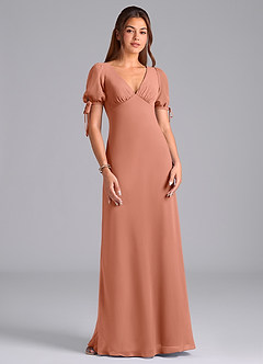 Azazie Pheby Final Sale MAI TAI A-Line Pleated Chiffon Dress image4