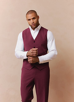 front James Burgundy Structured Stretch Suit Vest